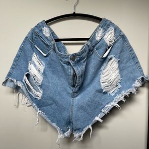 SHEIN 3X Destruction High Waisted Shorts